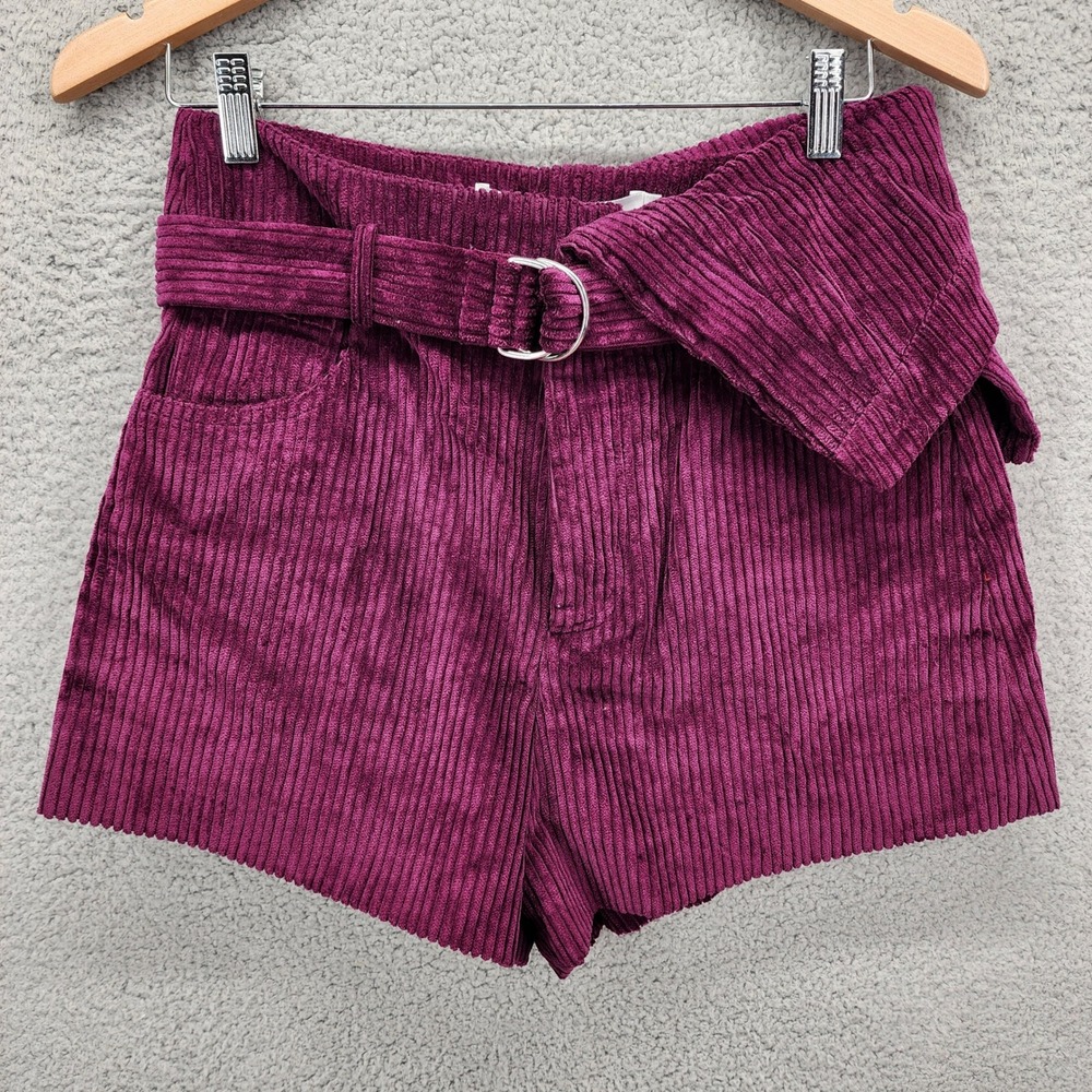 IRO‎ Simply Purple Corduroy High Waist Belted Shorts NWT Size 38 France
